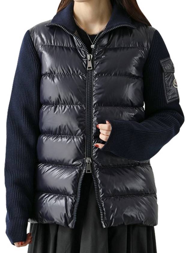 Merino Wool Padded Cardigan Navy - MONCLER - BALAAN 2