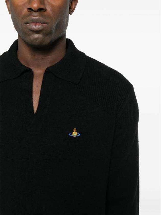 Football Polo Wool Knit Top Black - VIVIENNE WESTWOOD - BALAAN 4