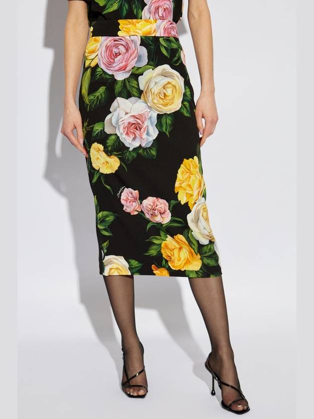 Dolce & Gabbana Silk Skirt With Floral Motif, Women's, Multicolour - DOLCE&GABBANA - BALAAN 3