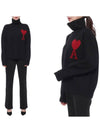 Intarsia Heart Logo Turtleneck Black - AMI - BALAAN 3