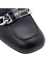 Chain Logo Leather Loafers Black - MIU MIU - BALAAN 10