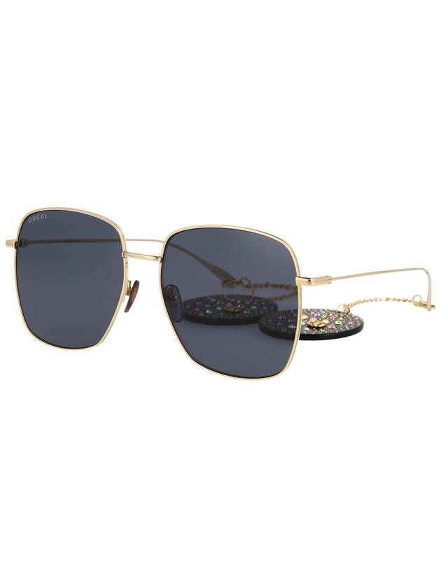 Eyewear Metal Chain Crystal Disco Ball Pendant Sunglasses Black Gold - GUCCI - BALAAN 3