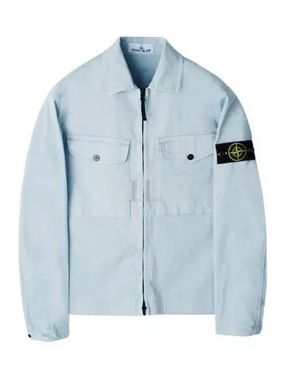 Garment Dyed Overshirt Zip Up Jacket Blue - STONE ISLAND - BALAAN 2