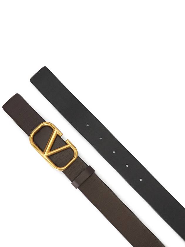 V Logo Signature Leather Belt Brown Black - VALENTINO - BALAAN 4