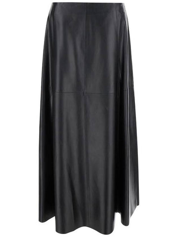 Black Relaxed Skirt With Zip Closure In Leather Woman - ARMA - BALAAN 1