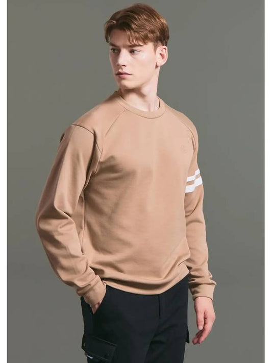 Men s Sleeve Color Matching Round Nagrang Long T Shirt Beige - CLEVELAND GOLF - BALAAN 2