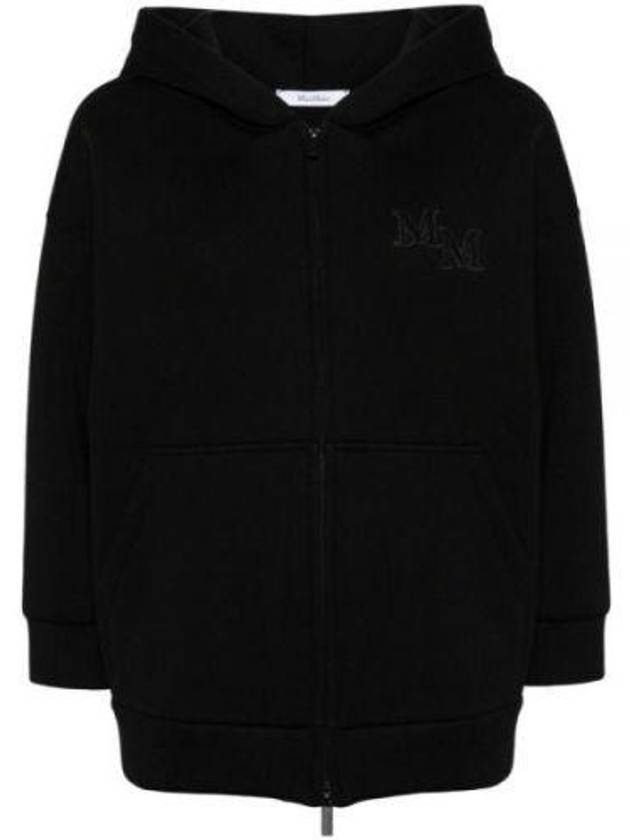 Obbia M Monogram Embroidery Detail Zip Up Hoodie Black - MAX MARA - BALAAN 2