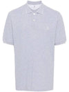 Embroidered Logo Short Sleeve Polo Shirt Grey - BRUNELLO CUCINELLI - BALAAN 1