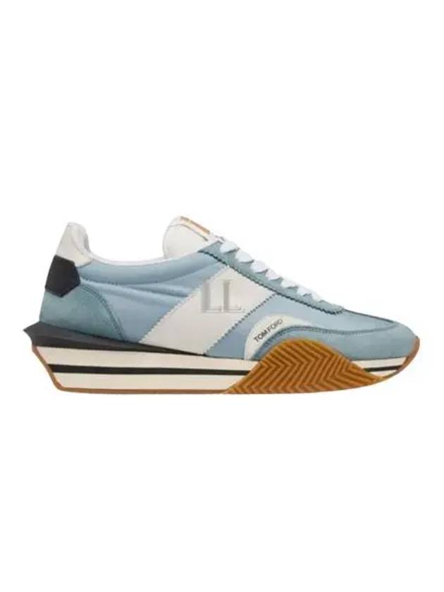 James Suede Lycra Low Top Sneakers Light Blue Cream - TOM FORD - BALAAN 2