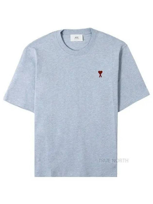 Small Heart Logo Boxy Fit Short Sleeve T-Shirt Light Blue - AMI - BALAAN 2