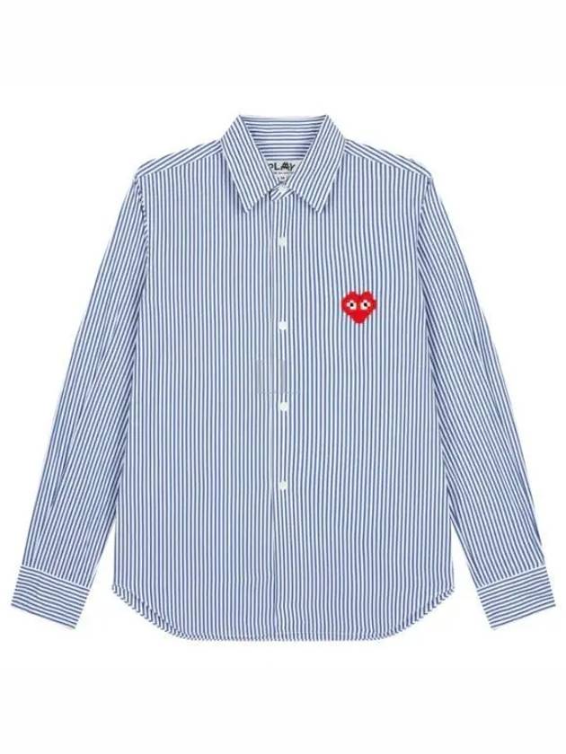 Men's Heart Wappen Striped Long Sleeve Shirt Blue - COMME DES GARCONS - BALAAN 2