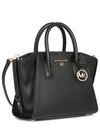 Women's Avril Small Satchel Leather Tote Bag Black - MICHAEL KORS - BALAAN 3