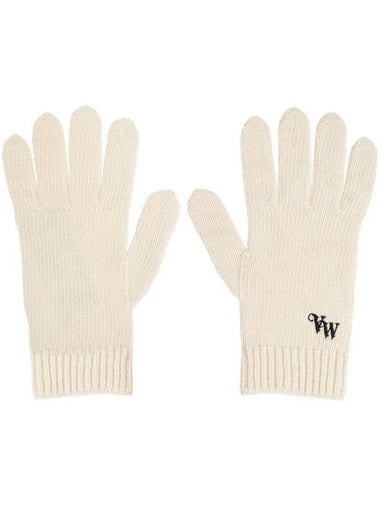 ORB Embroidered Cashmere Gloves Offwhite - VIVIENNE WESTWOOD - BALAAN 1