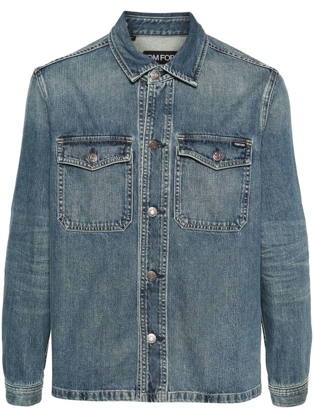 Logo Label Denim Jacket Blue - TOM FORD - BALAAN 2