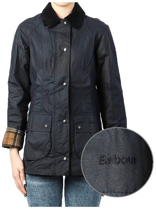 Beadnell Wax Zip-up Jacket Dark Navy - BARBOUR - BALAAN 2