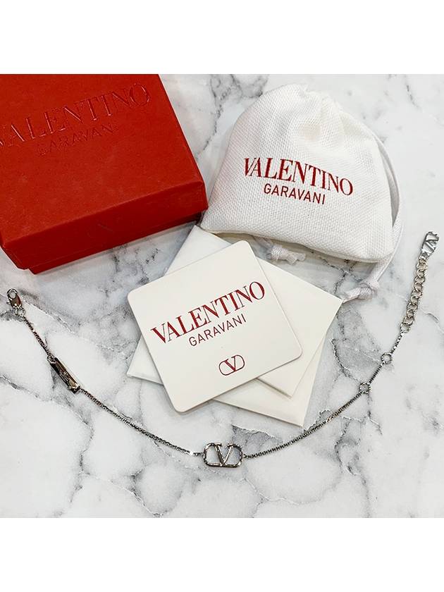 Signature V Logo Bracelet Silver - VALENTINO - BALAAN 3