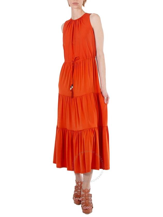 Max Mara Orange Kren Jersey Tiered Sleeveless Midi Dress, Brand Size 34 (US Size 0) - MAX MARA - BALAAN 3