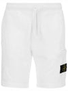 Waffen Patch Fleece Bermuda Shorts White - STONE ISLAND - BALAAN 2