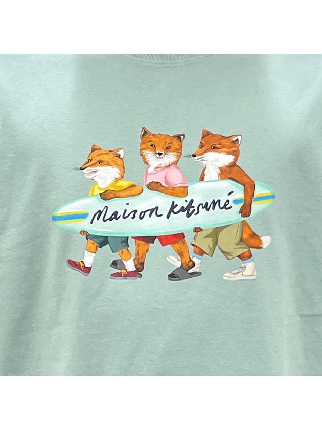 Surfing Foxes Logo Print Short Sleeve T-Shirt Sky Blue - MAISON KITSUNE - BALAAN 6