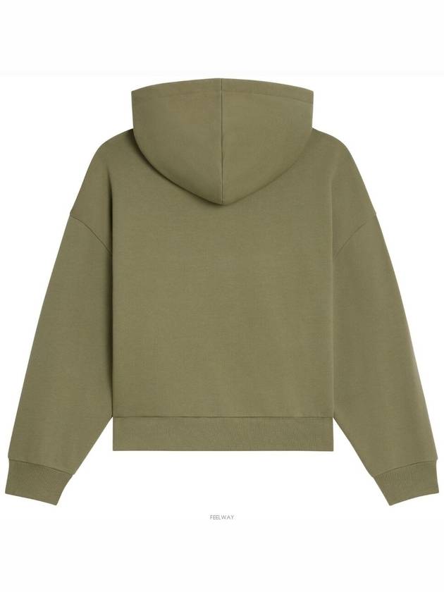 Logo Print Cotton Fleece Loose Hoodie KhakI - CELINE - BALAAN 4