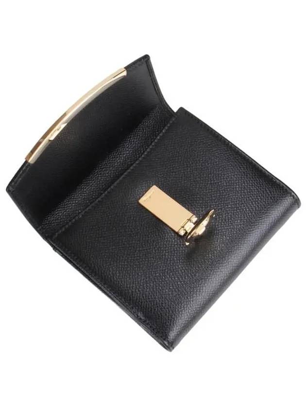 Gancini Leather Half Wallet Black - SALVATORE FERRAGAMO - BALAAN.