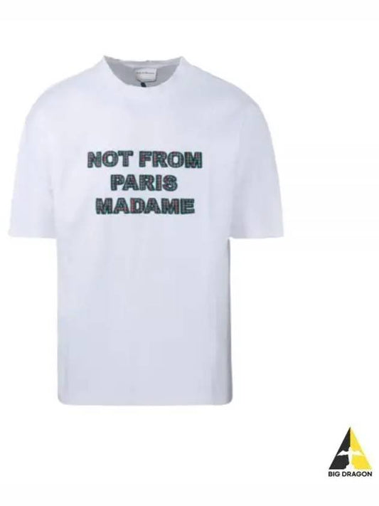 Drold Monsieur Slogan Short Sleeve T Shirt White Green TS137 CO002 - DROLE DE MONSIEUR - BALAAN 1