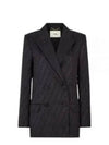 Logo Double Button Blazer Jacket Black - FENDI - BALAAN 2