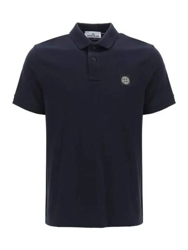 Pique Stretch Cotton Short Sleeve Polo Shirt Navy - STONE ISLAND - BALAAN 2