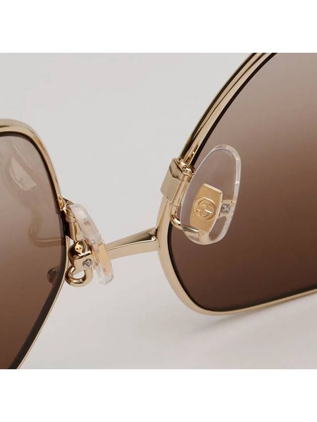 Eyewear Logo Geometric Frame Metal Sunglasses Brown - GUCCI - BALAAN 11