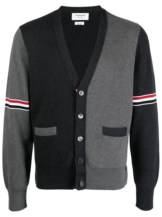 Funmix Cotton ArmBand V-Neck Cardigan Tonal Grey - THOM BROWNE - BALAAN 3