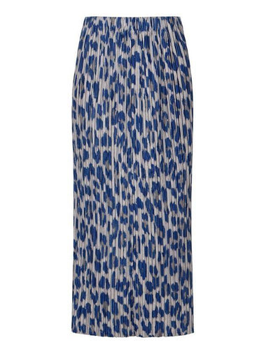 Leopard Pleated H-Line Skirt Blue - MONPLISSE - BALAAN 1