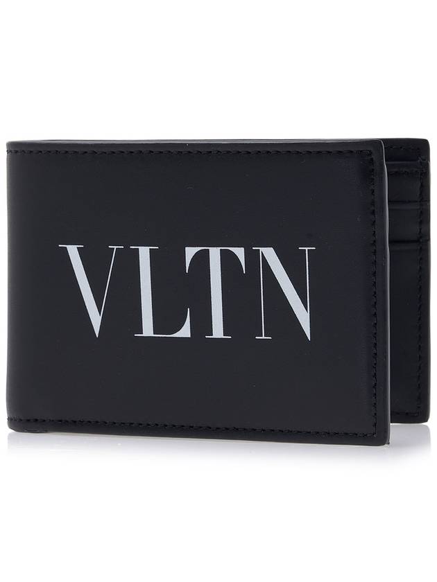 VLTN Logo Leather Wallet Black - VALENTINO - BALAAN 2