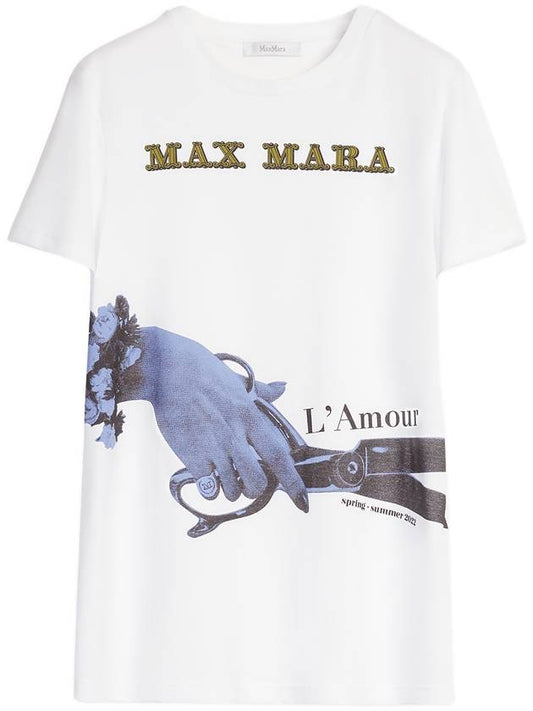 Vezzia Cotton Short Sleeve T-Shirt White Purple - MAX MARA - BALAAN.