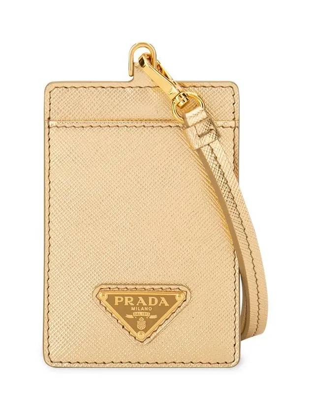 Saffiano Leather  Neck Strap Card Wallet Gold - PRADA - BALAAN 2