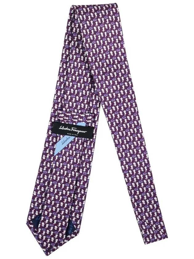 Salvatore rabbit print silk tie purple - SALVATORE FERRAGAMO - BALAAN.