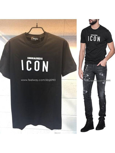 Men's ICON embroidery detail short sleeve tshirt S74GD0305 S22427 900 - DSQUARED2 - BALAAN 1