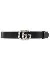 GG Marmont Wide Leather Belt Black - GUCCI - BALAAN 2