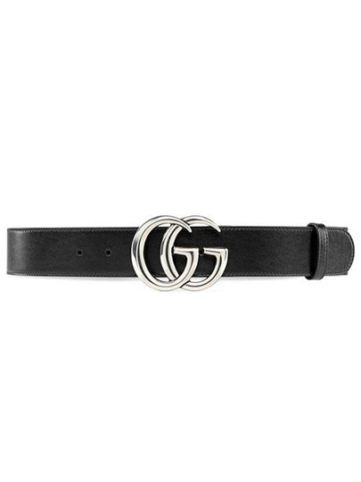 GG Marmont Wide Leather Belt Black - GUCCI - BALAAN 2