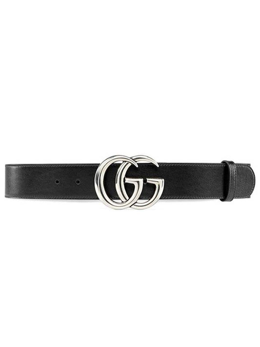 GG Marmont Wide Leather Belt Black - GUCCI - BALAAN 2