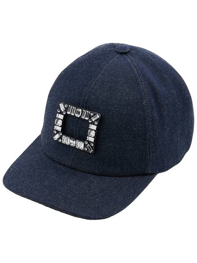 Viv Skate Crystal Buckle Denim Ball Cap Navy - ROGER VIVIER - BALAAN 2