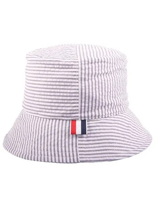 Quarter Combo Striped  Cotton Bucket Hat Grey - THOM BROWNE - BALAAN 3