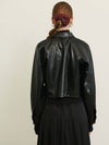 VOLUMINOUS GLAM VEGAN LEATHER JACKET BLACK - UNMUTE - BALAAN 3