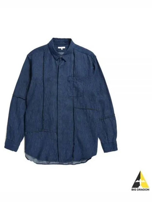 Combo Short Collar Shirt Navy Hemp Cotton Denim 23F1A017 NQ034 KD021 - ENGINEERED GARMENTS - BALAAN 1