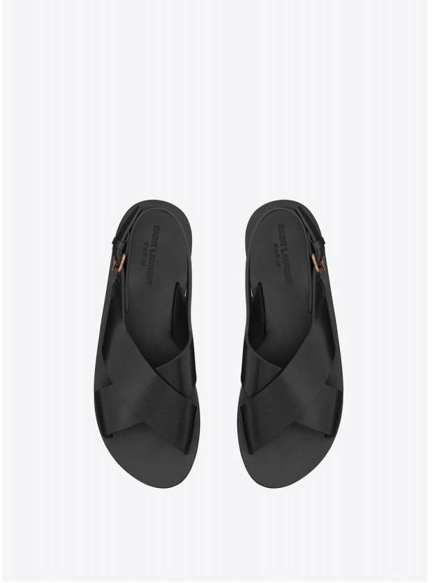 Mojave Cross Strap Sandals Black - SAINT LAURENT - BALAAN 7