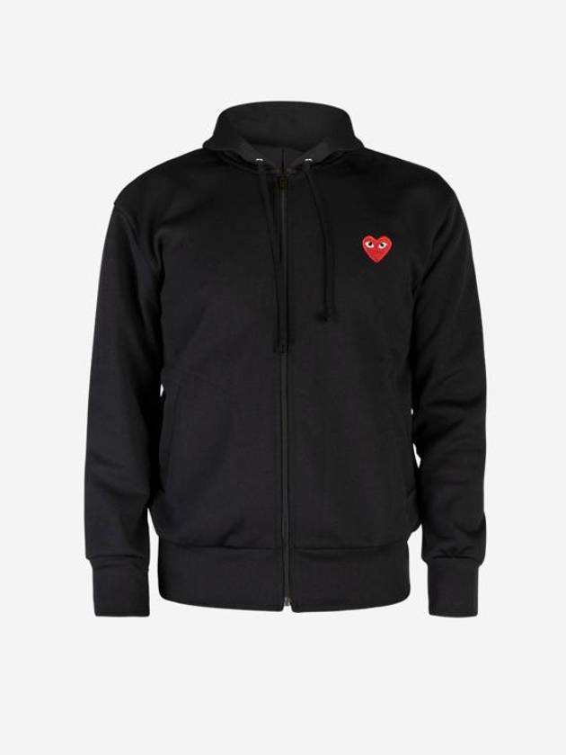 Men's Red Heart Waffen Patch Zip Up Hoodie P1 T172 1 Black - COMME DES GARCONS - BALAAN 2