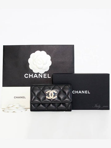 24SS Pre-Collection Pearl CC Classic Snap Card Wallet Lamb Skin AP3813 B15723 94305 - CHANEL - BALAAN 1