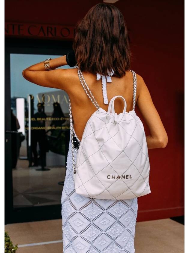 22 Backpack White Gold Small - CHANEL - BALAAN 8