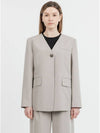 Colin Office Setup No-collar V-neck One Button Double Pocket Jacket Gray Beige COLIN30GB - RAMUSTUDIO - BALAAN 3