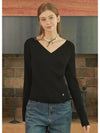 Effloresce V-neck Wrap Knit Top Black - MICANE - BALAAN 2