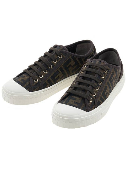 Domino FF Fabric Low Top Sneakers Brown - FENDI - BALAAN 2